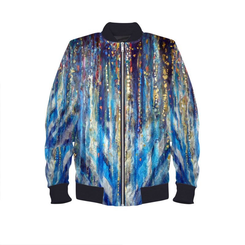 Men's Satin Bomber Jacket | "Menorah Rambam Gem" by Yoram Raanan