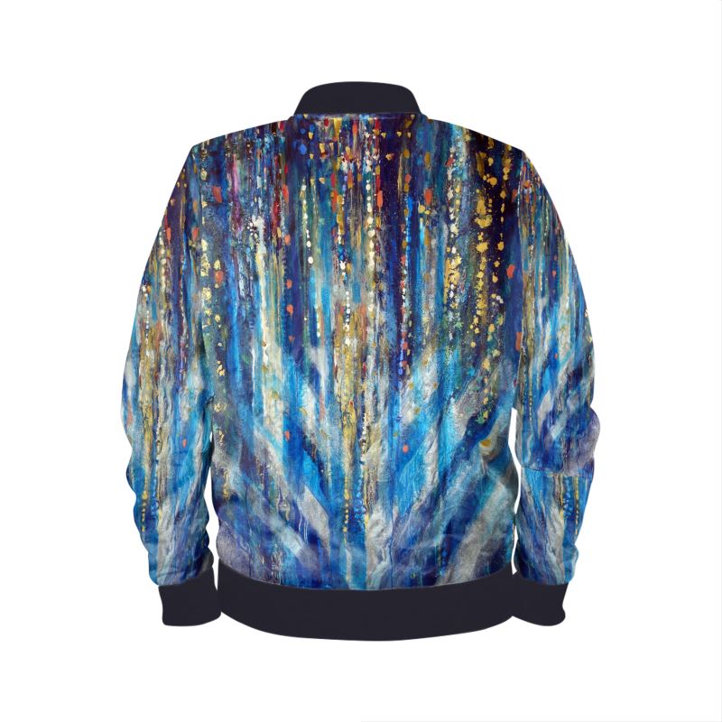 Men's Satin Bomber Jacket | "Menorah Rambam Gem" by Yoram Raanan
