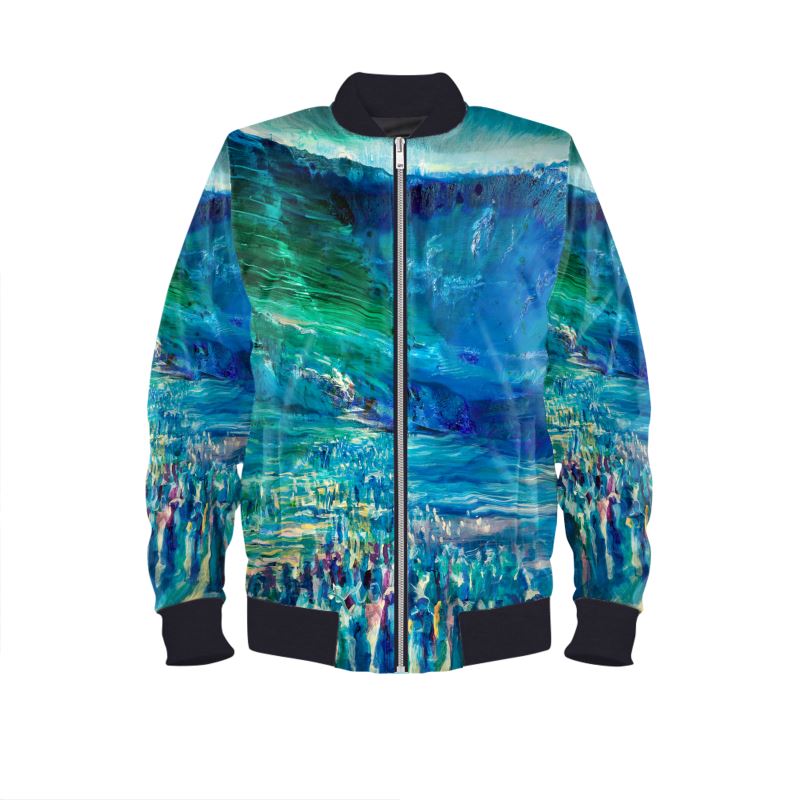 Men's Satin Bomber Jacket | "Crossing the Red Sea" by Yoram Raanan