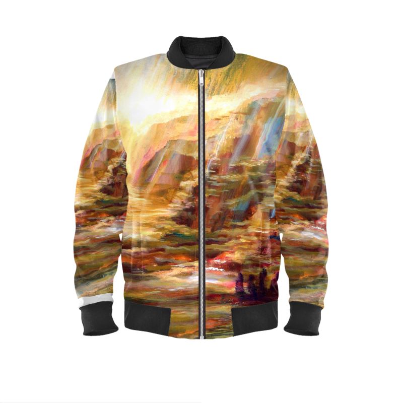 Men's Satin Bomber Jacket | "On the Way to Sinai" by Yoram Raanan