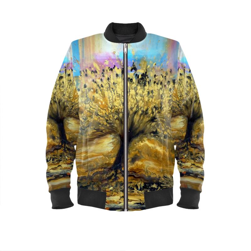 Men's Satin Bomber Jacket | "Tree of Lights" by Yoram Raanan