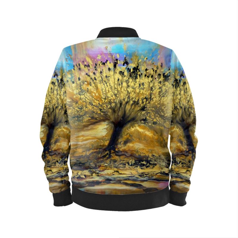 Men's Satin Bomber Jacket | "Tree of Lights" by Yoram Raanan