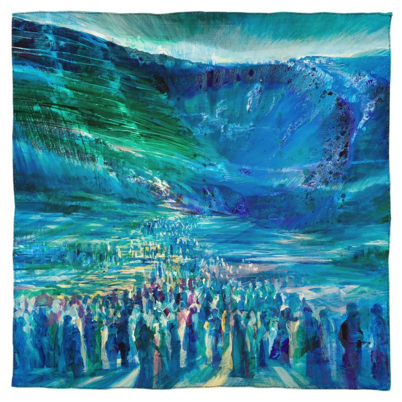 100% Silk Scarf  | "Crossing the Red Sea" by Yoram Raanan