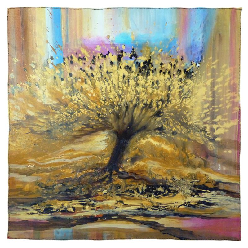 100% Silk Scarf  | "Tree of Lights" by Yoram Raanan