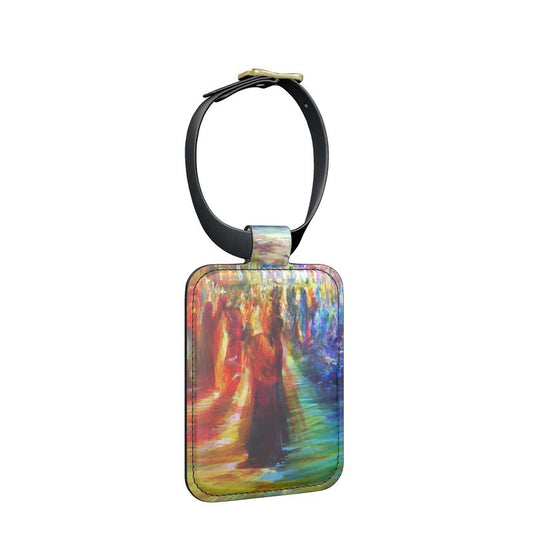 Leather Luggage Tags | "Rainbow Dance" by Yoram Raanan